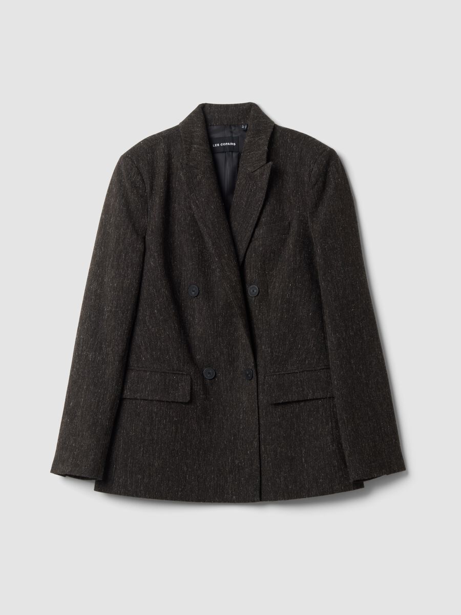 Blazer marr&oacute;n en mezcla de lana y viscosa_4