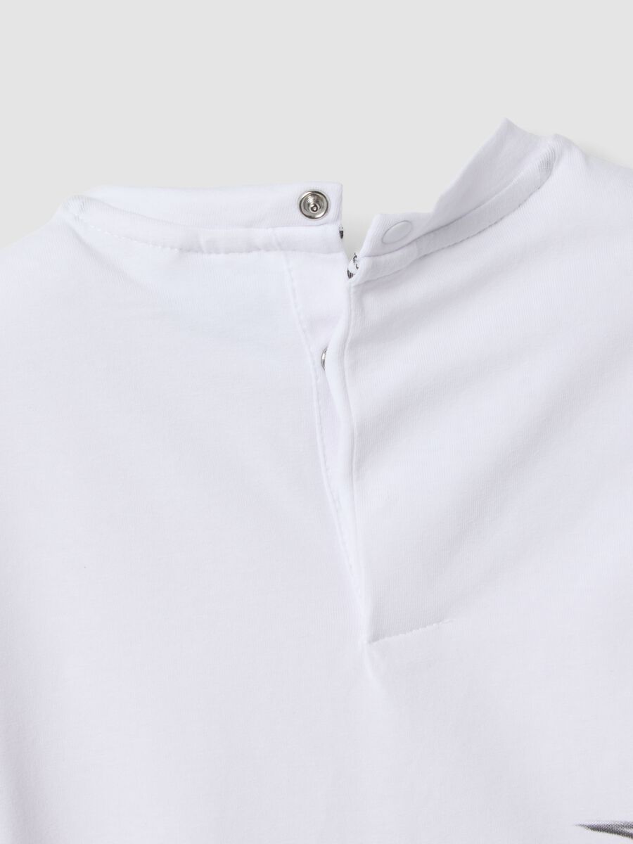 White stretch cotton T-shirt with Ducati print for boys, regular fit_2