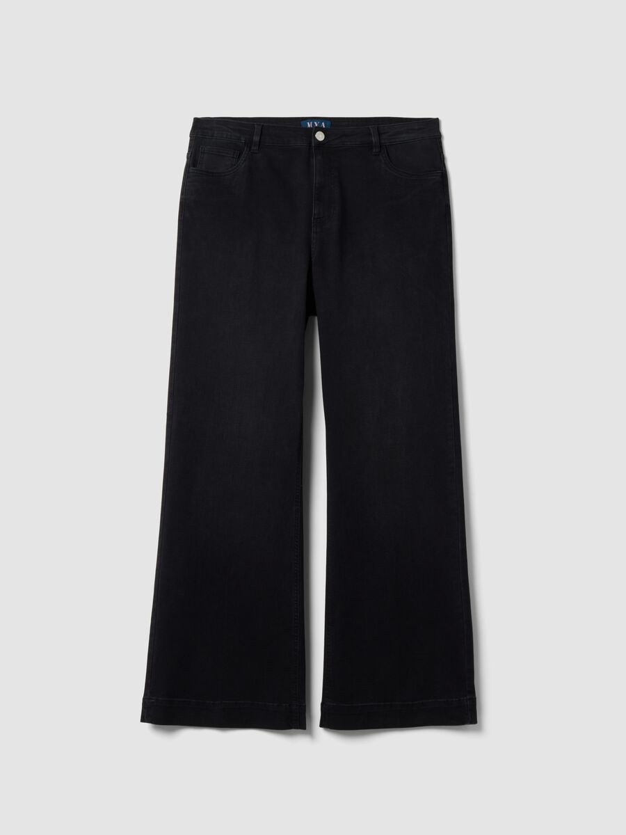 Schwarze Stretch-Denim-Jeans aus Baumwolle und Viskose &ndash; Bootcut-Fit_0