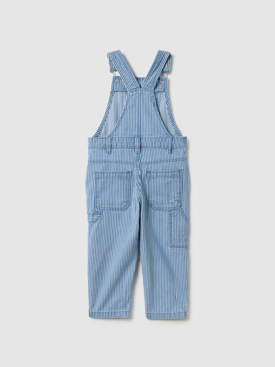 Pure cotton regular fit baby dungarees with blue stripes_1