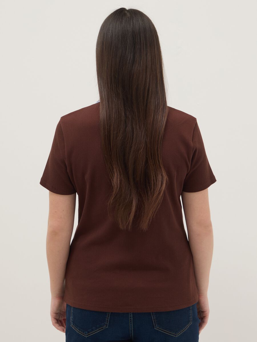 Short-sleeve brown pure cotton polo shirt regular fit_1