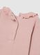 Pink cotton blend baby bodysuit with ruffled collar and long sleeves_3