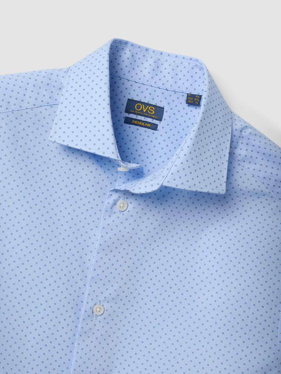 Light blue stretch cotton poplin shirt with spread collar_6