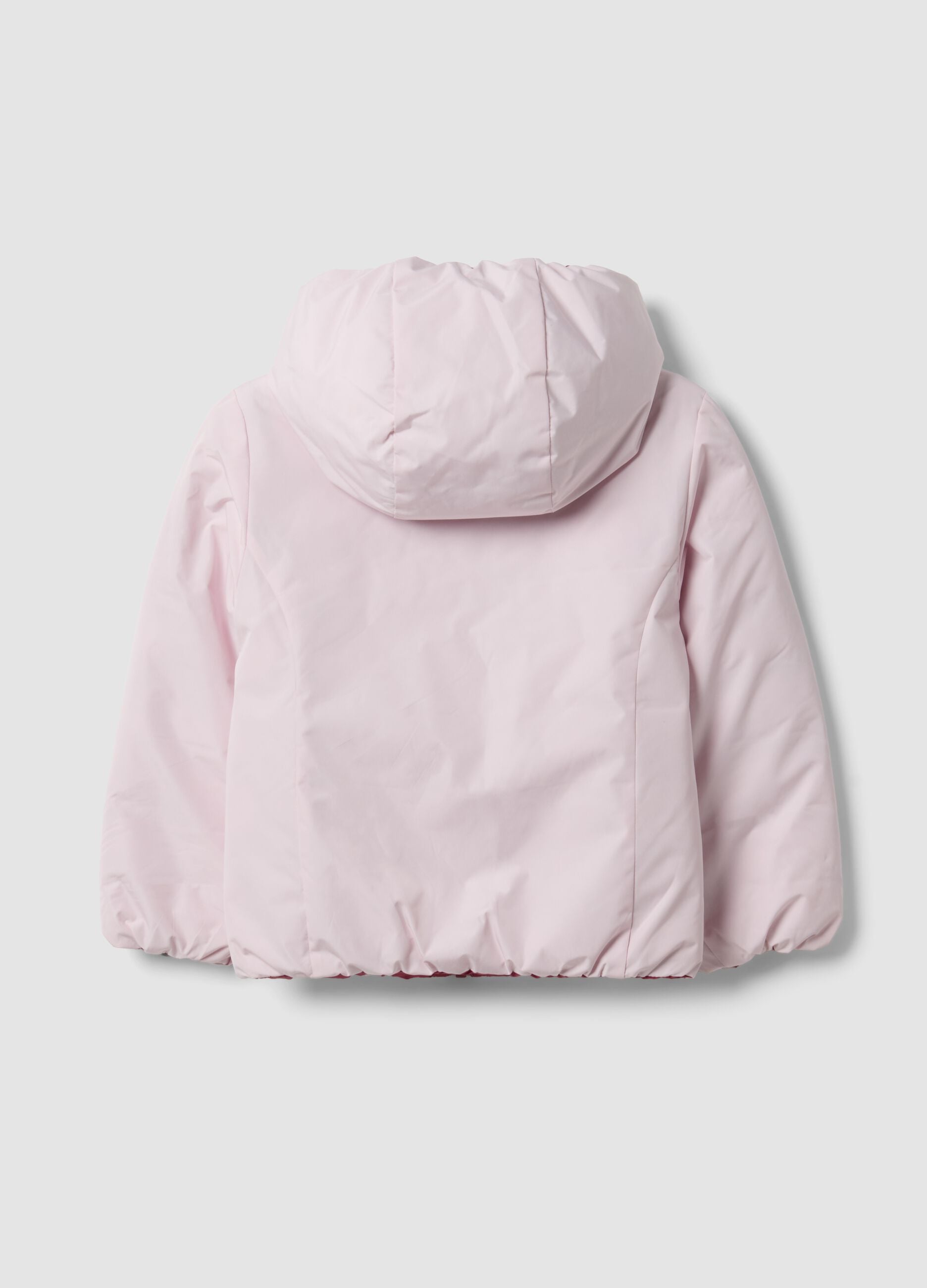 Giubbotto Ultralight reversibile rosa imbottito con cappuccio per bambina