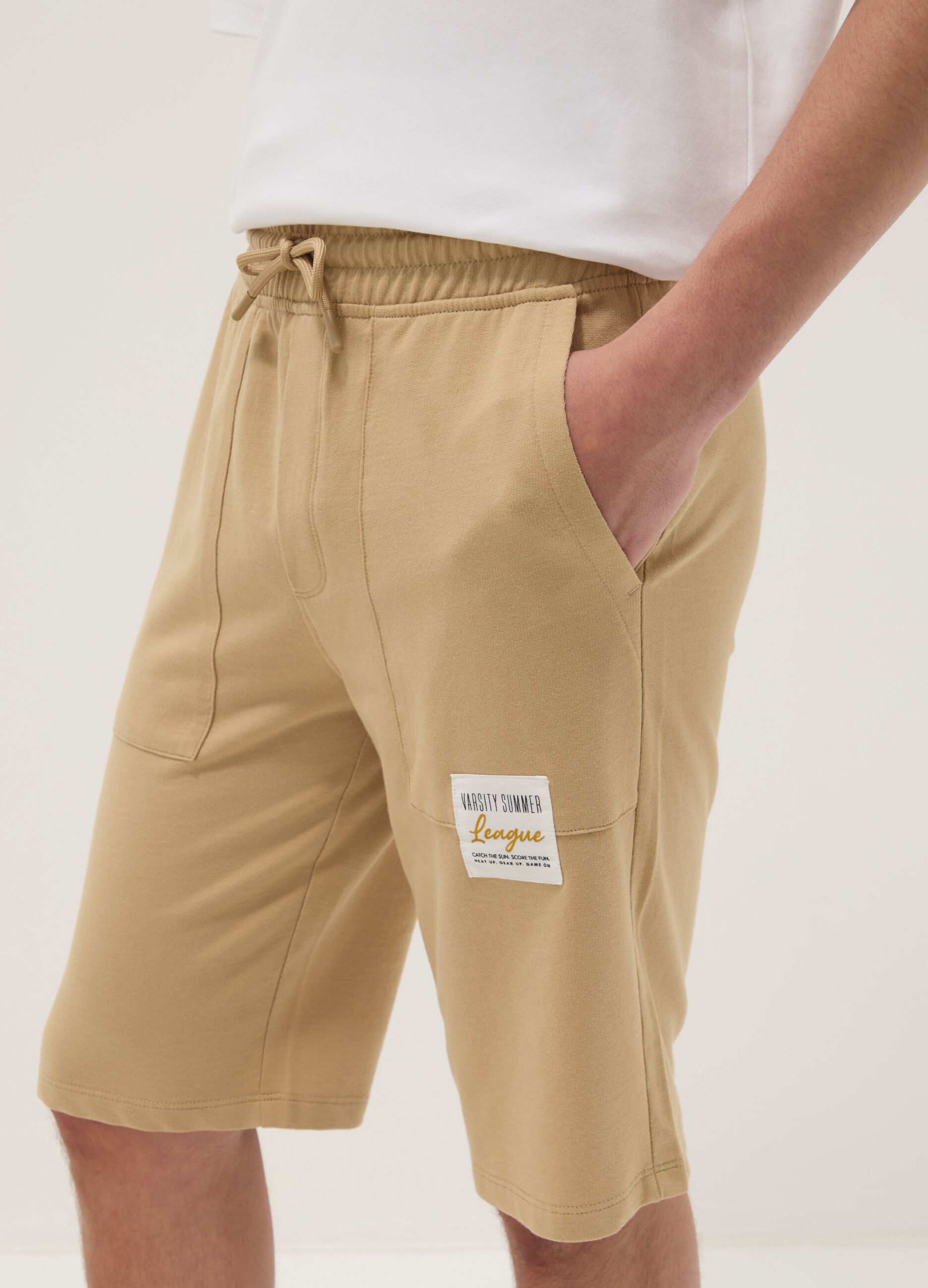 Boy's beige pure cotton shorts regular fit