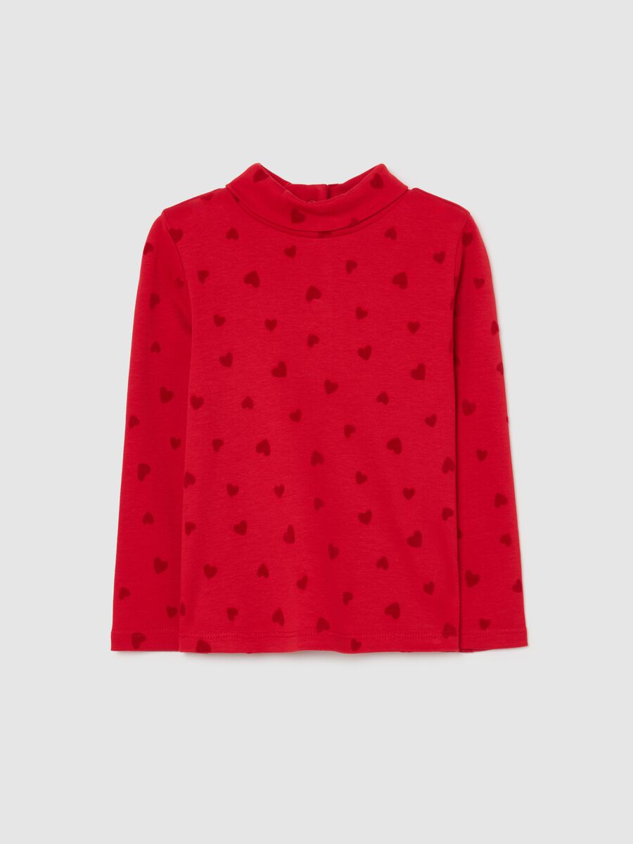 Red children's cotton jumper regular fit with heart prints_0