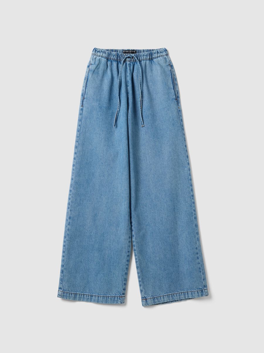 Azure Denim Pure Cotton Jogger Trousers Regular Fit_4