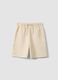 Beige cotton-blend shorts with elasticated waist_3