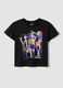 Girls' regular fit black pure cotton T-shirt with print_0