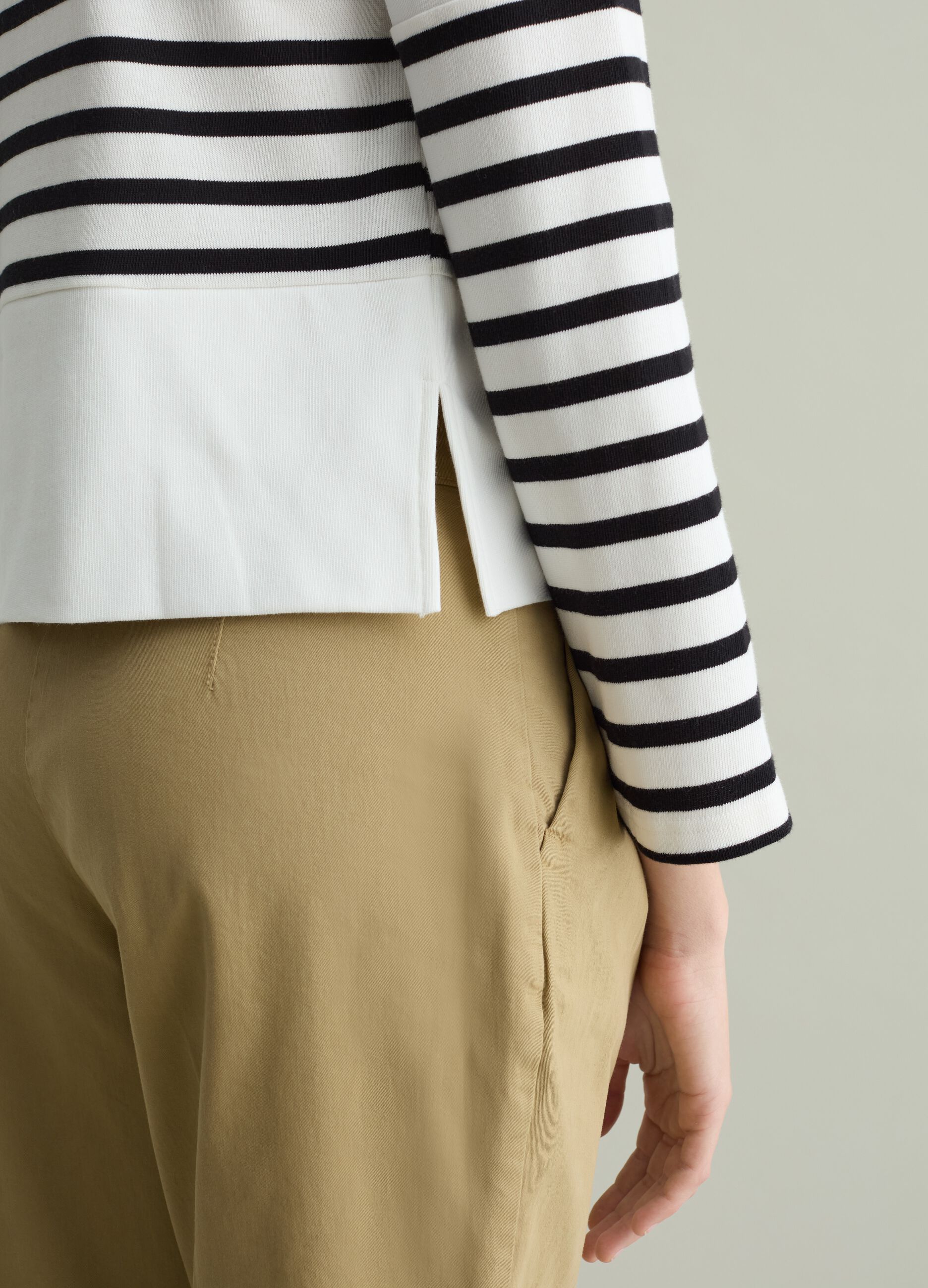 Long-sleeved T-shirt in striped cotton