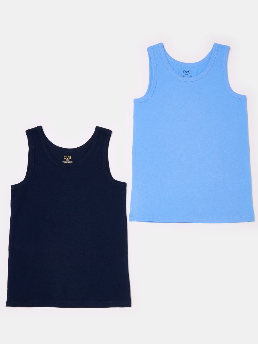 Two-pack solid colour racerback vests in cotton_0