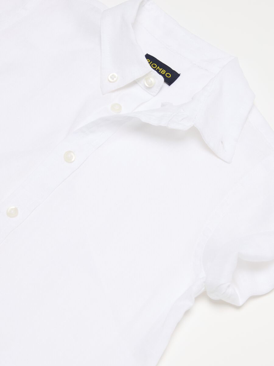 Short-sleeved linen shirt_5