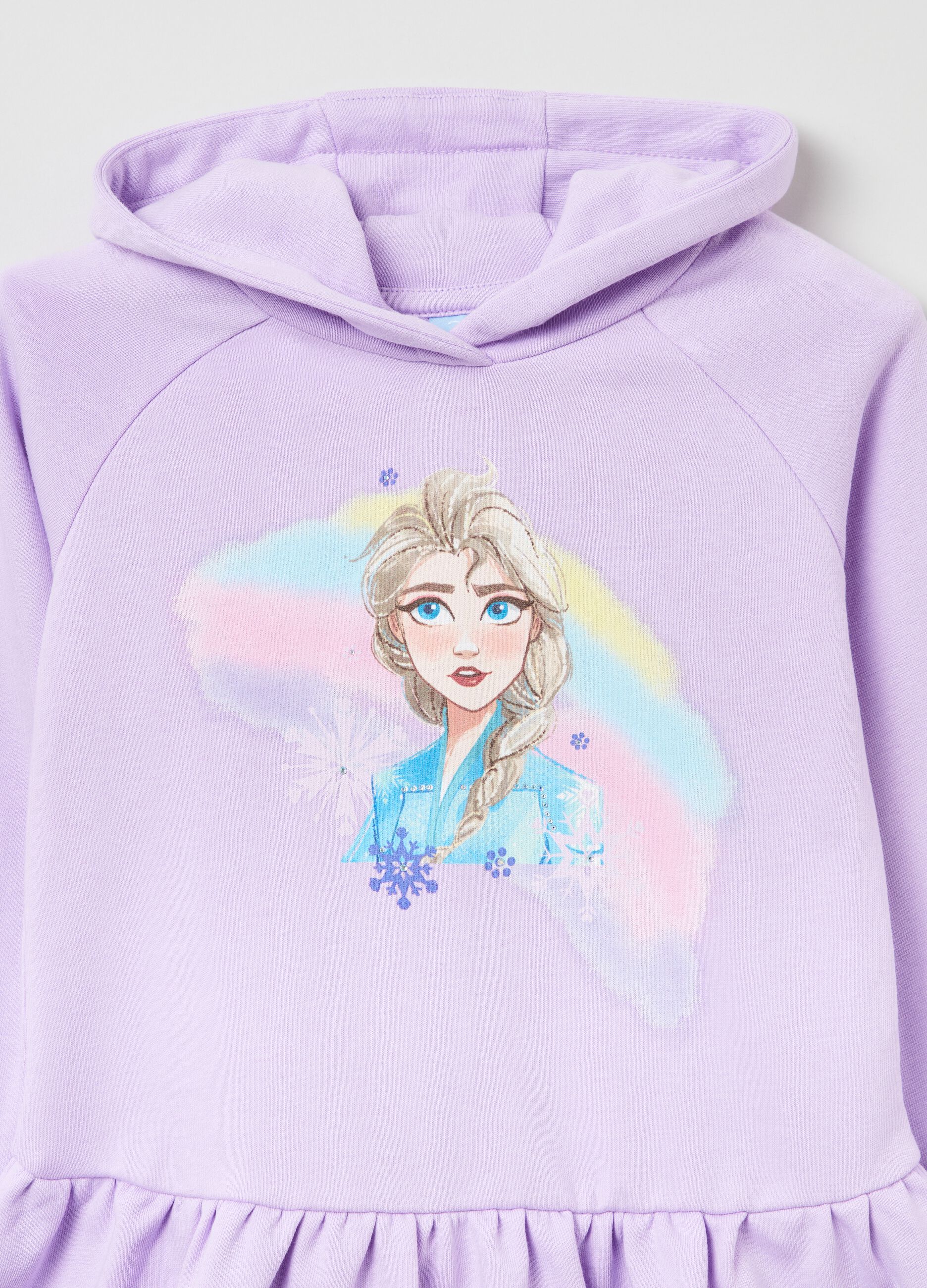 Plush dress with hood and Disney Frozen print