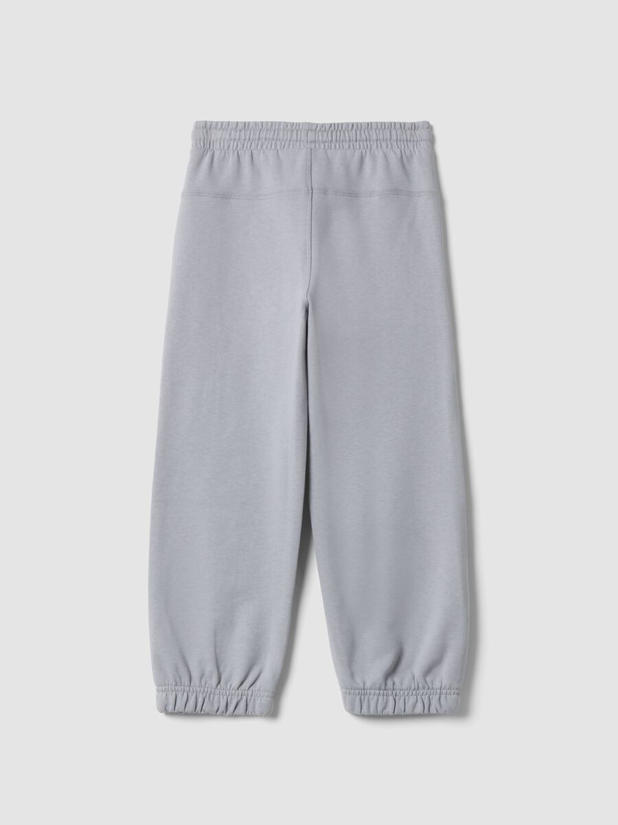 Pantalon jogger gris en coton m&eacute;lang&eacute;_1