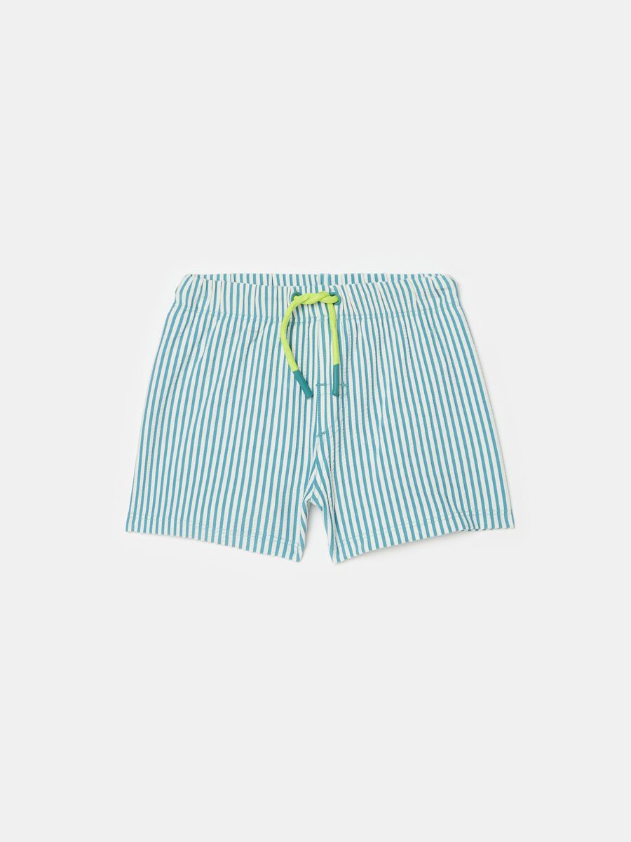 Striped swimming trunks with drawstring_0