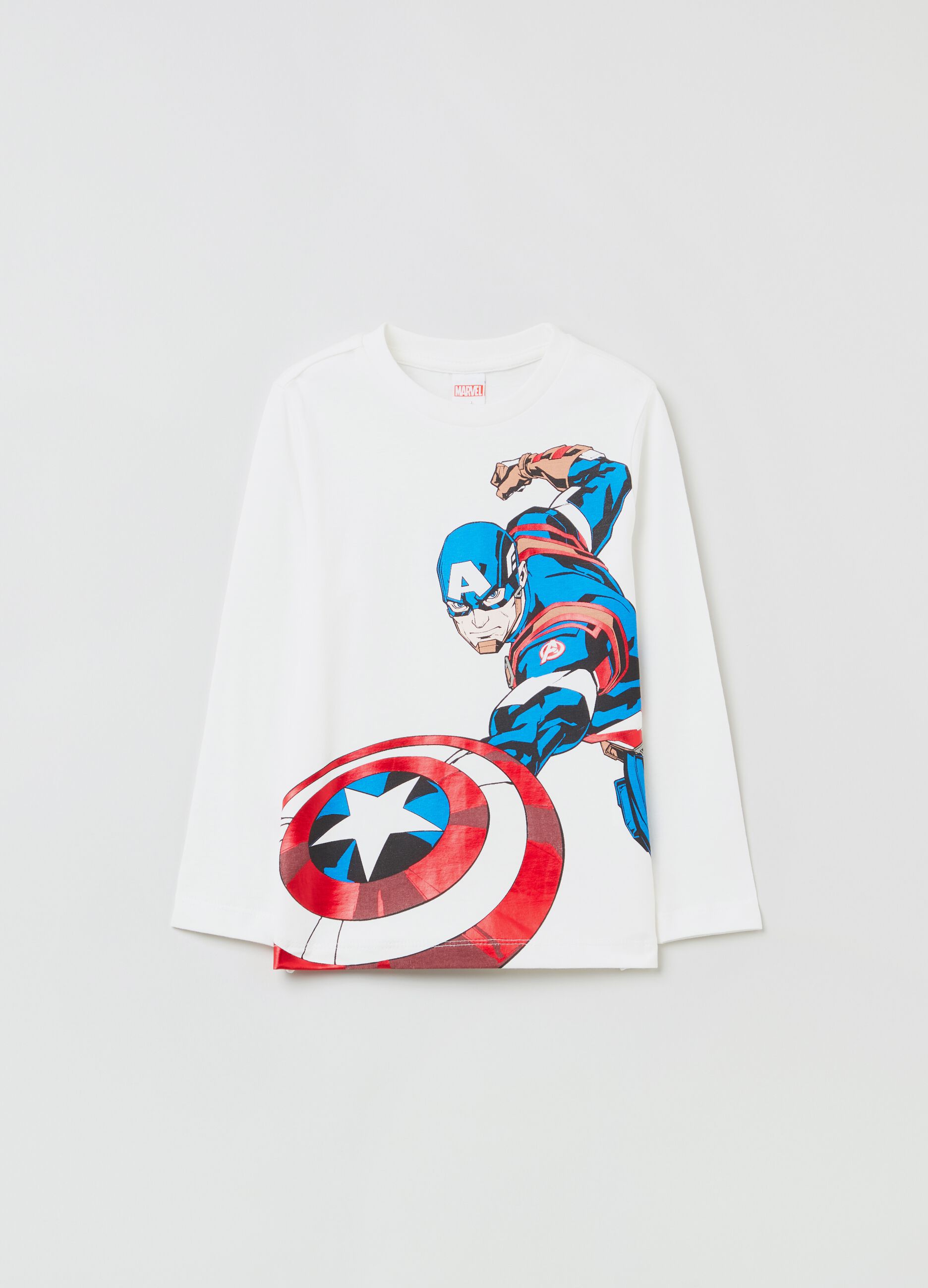 Cotton T-shirt with Captain America print