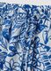 Blue and white organic cotton trousers with floral print_1