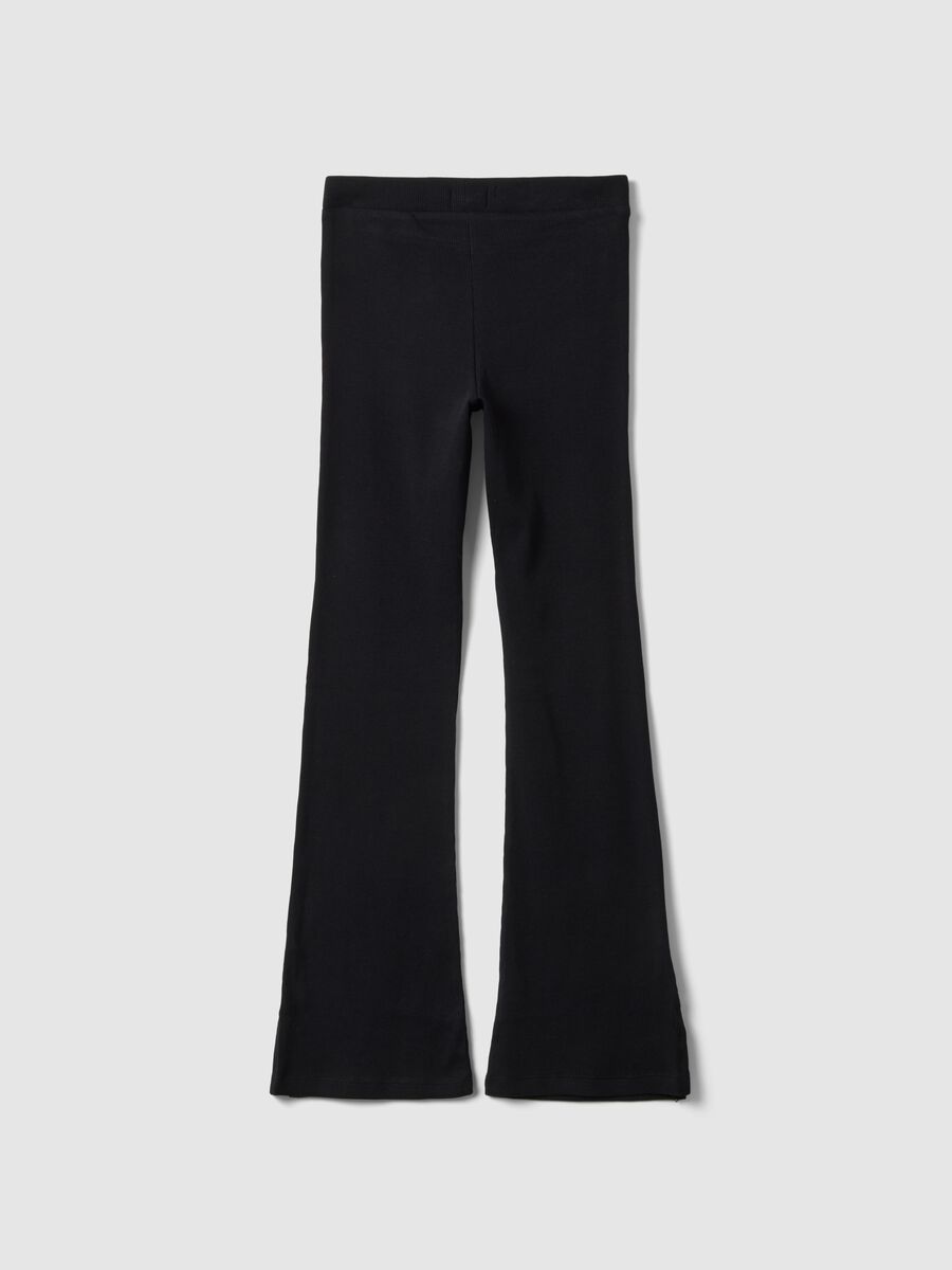 Schwarze M&auml;dchen-Leggings aus Stretch-Baumwolle im Flare-Fit_4