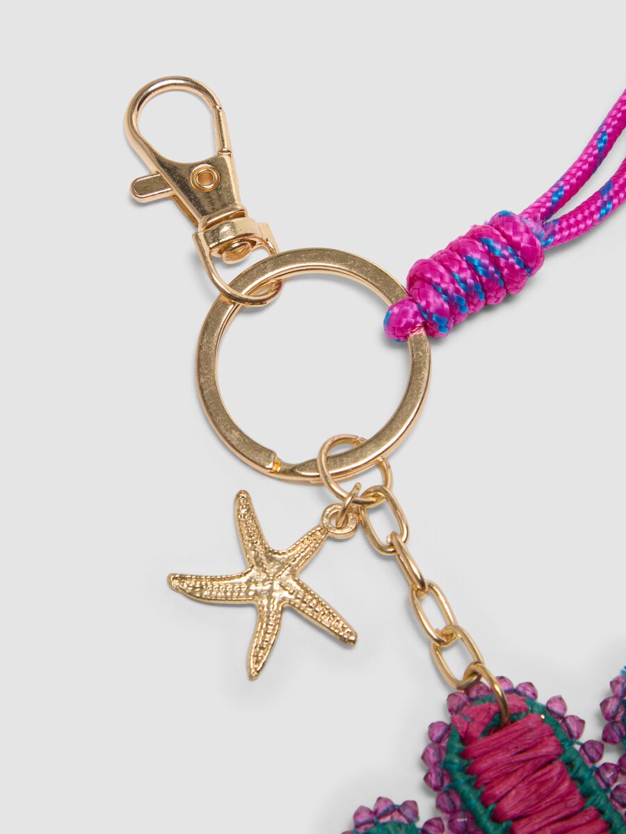 Pink pure cotton keyring with cactus charm_2