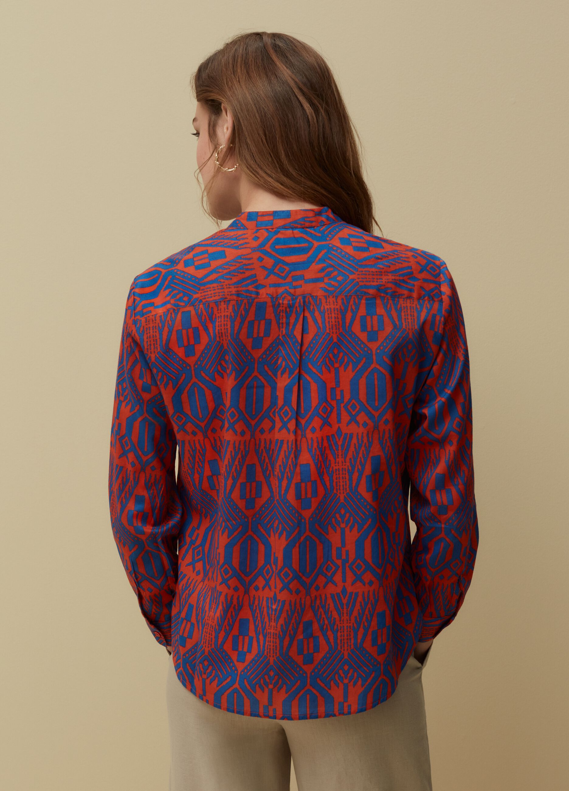 Cotton shirt with heritage print