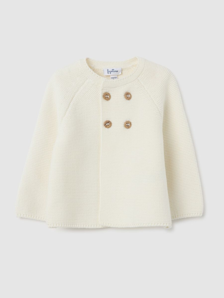 White cotton baby coat in regular fit_0