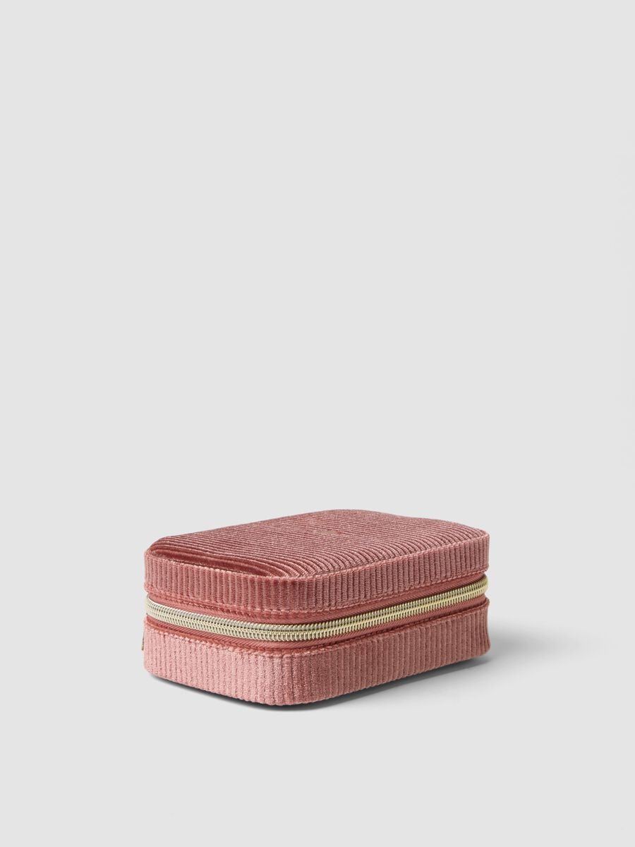 Pink stretch-fabric jewellery case with zip_1