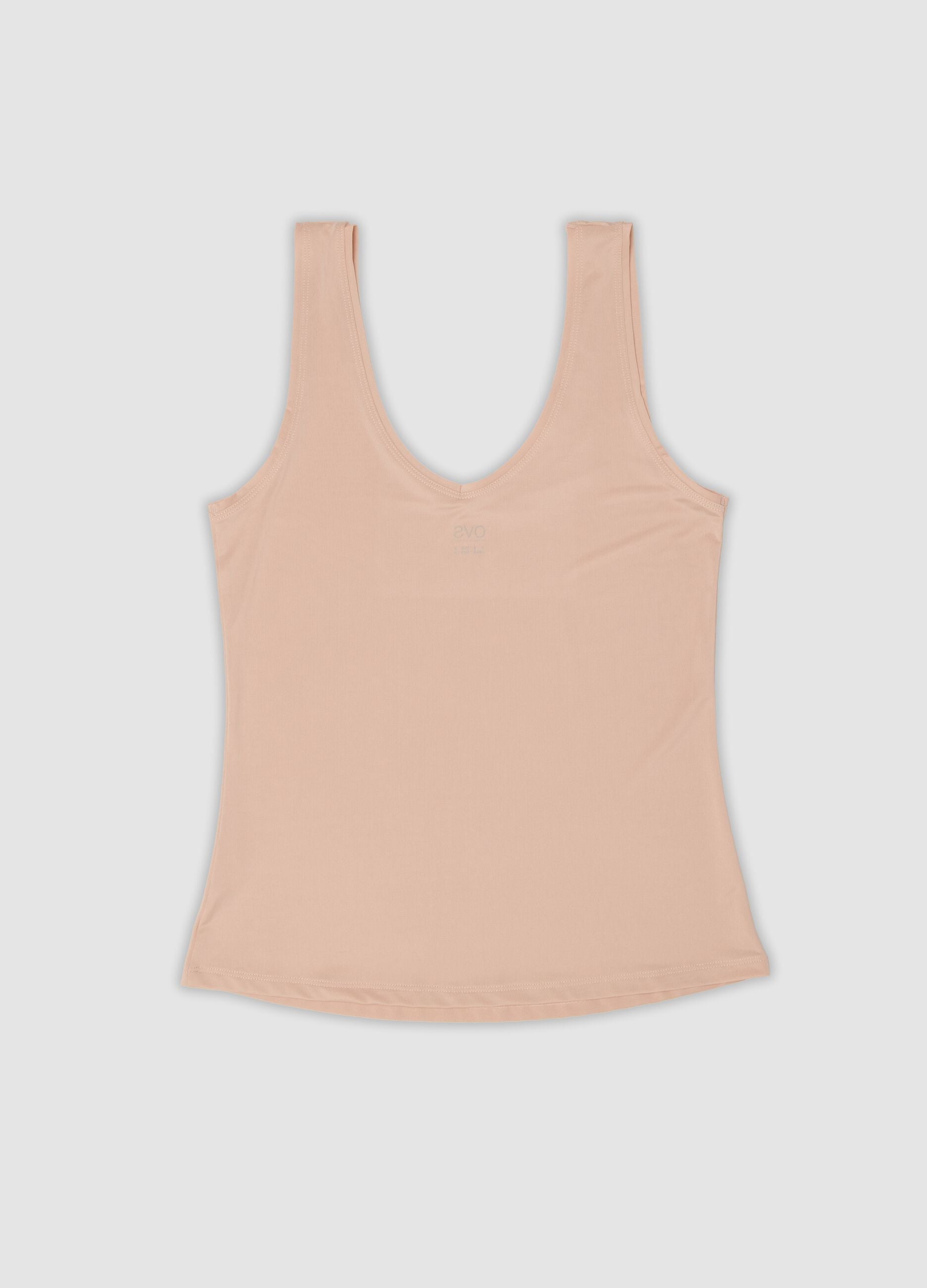 Beige stretch-fabric vest top, regular fit