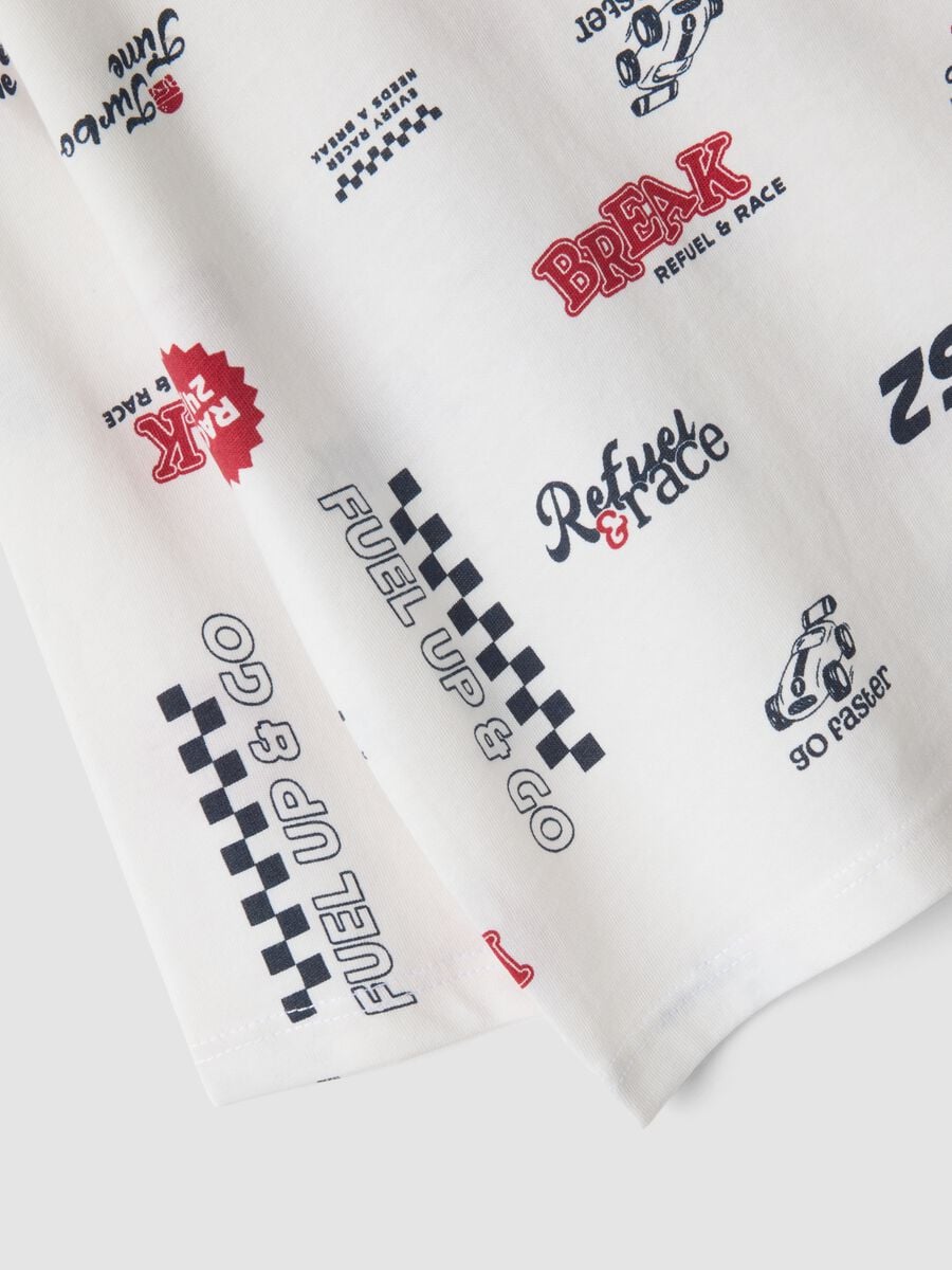 White pure organic cotton racing-print T-shirt for baby boy_3
