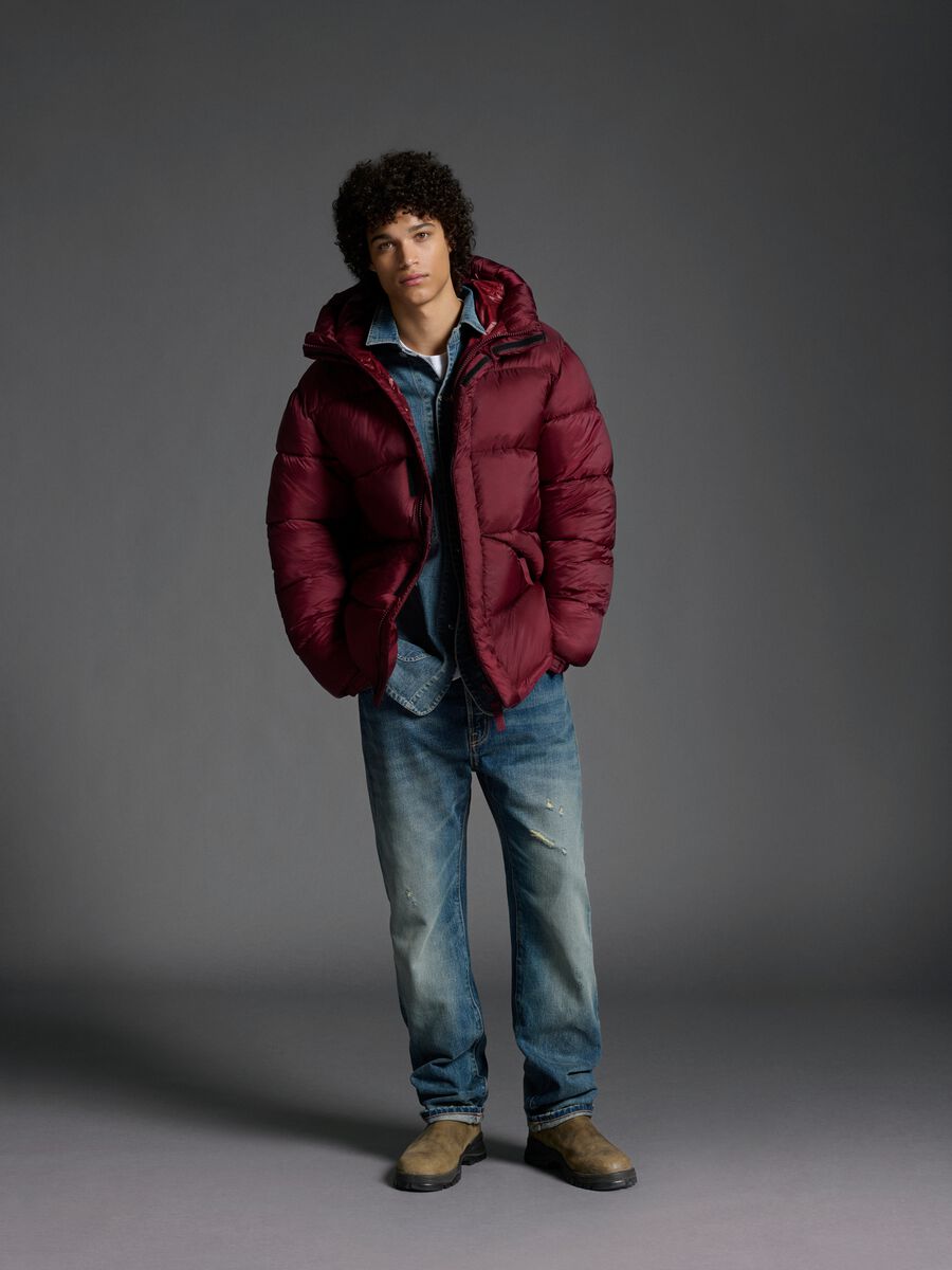 Burgundy The Iconic Puffer Jacket with Adjustable Hood_0