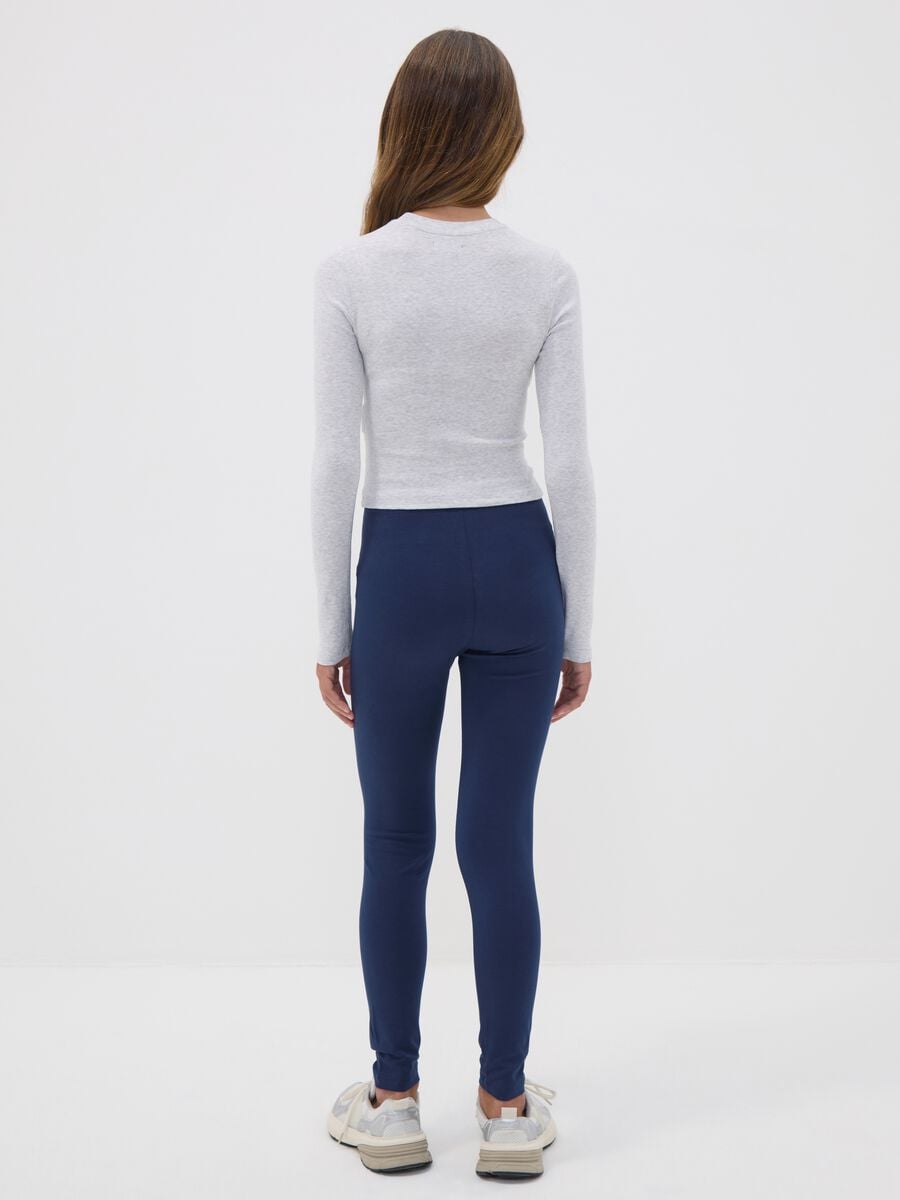 Leggings skinny blu in cotone organico elasticizzato per ragazza_2