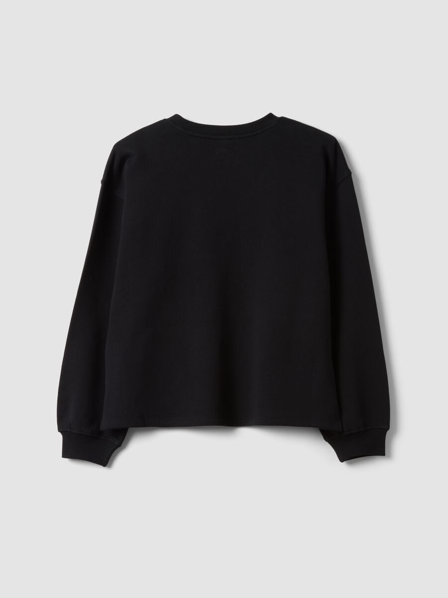 Schwarzes Sweatshirt aus reiner Bio-Baumwolle mit Rippkragen_1