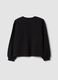 Schwarzes Sweatshirt aus reiner Bio-Baumwolle mit Rippkragen_1