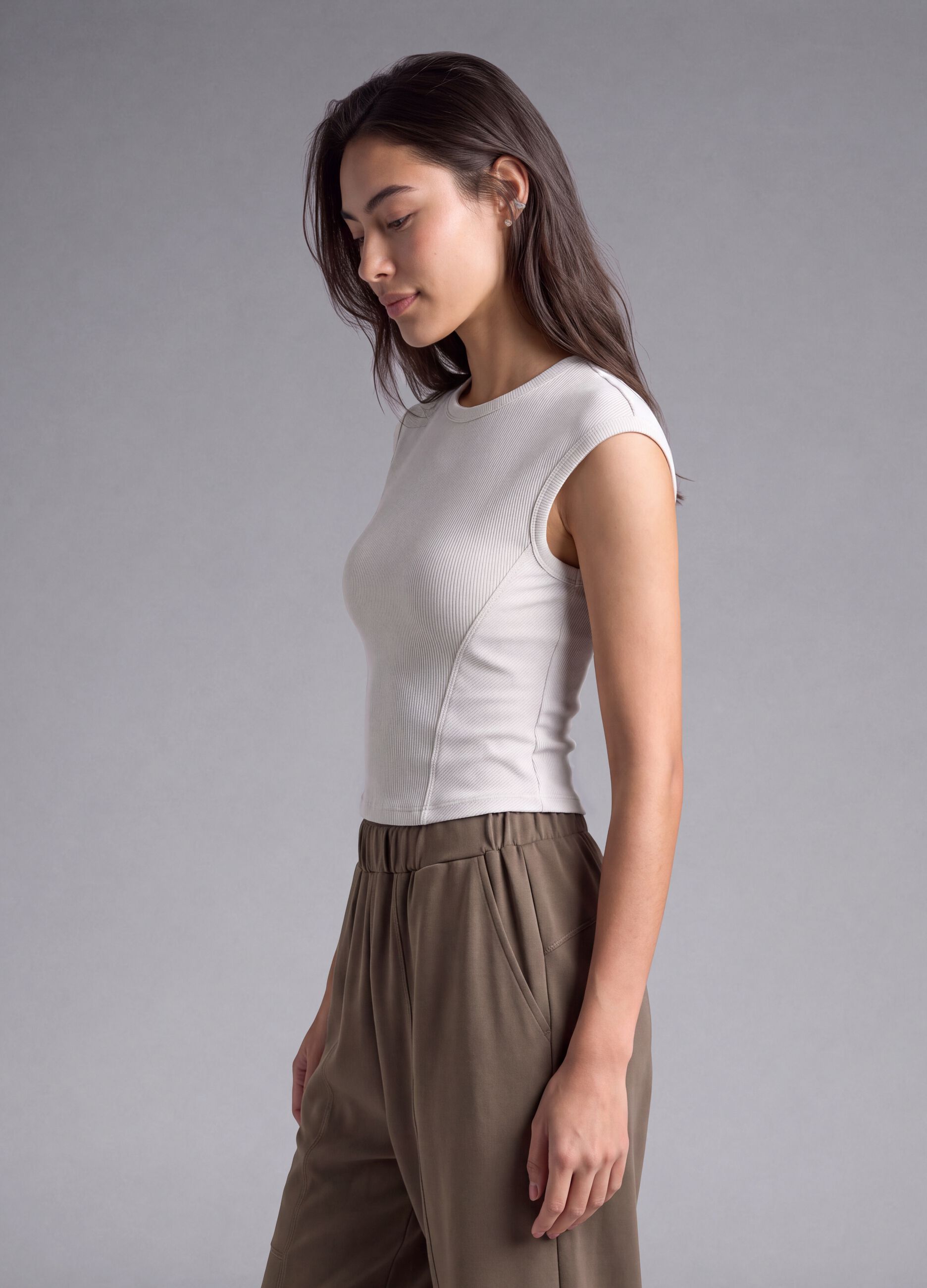 White stretch modal crew-neck T-shirt