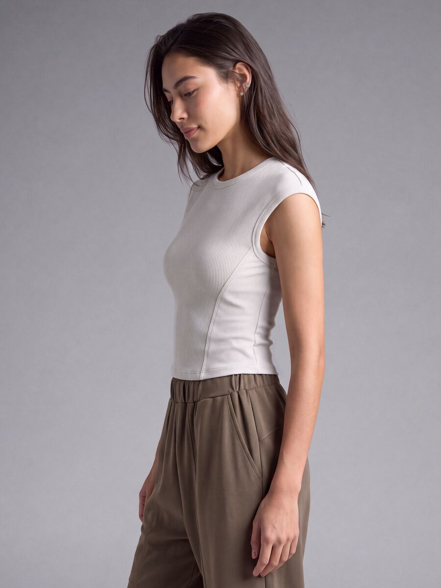 White stretch modal crew-neck T-shirt_2