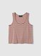 Multicolour striped regular fit cotton and linen tank top_0
