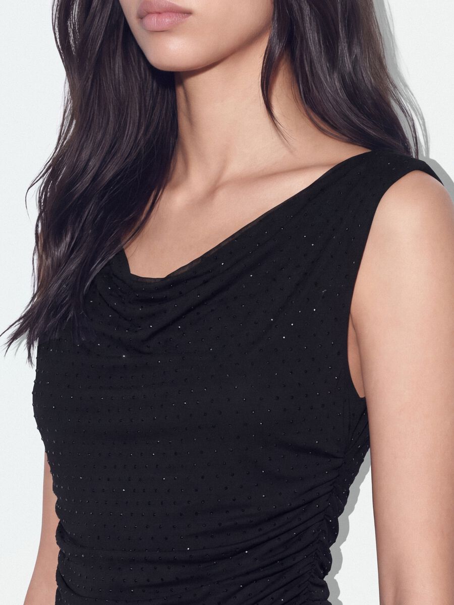 Body nero in tessuto elasticizzato con strass fitted_2