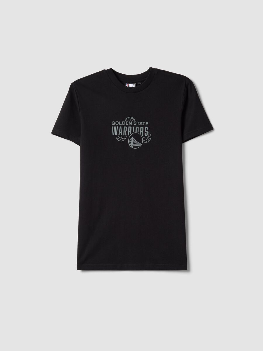 Boys' pure black cotton T-shirt with relaxed fit Warriors_0