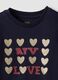 Blue pure organic cotton T-shirt with glitter heart print for girls_2