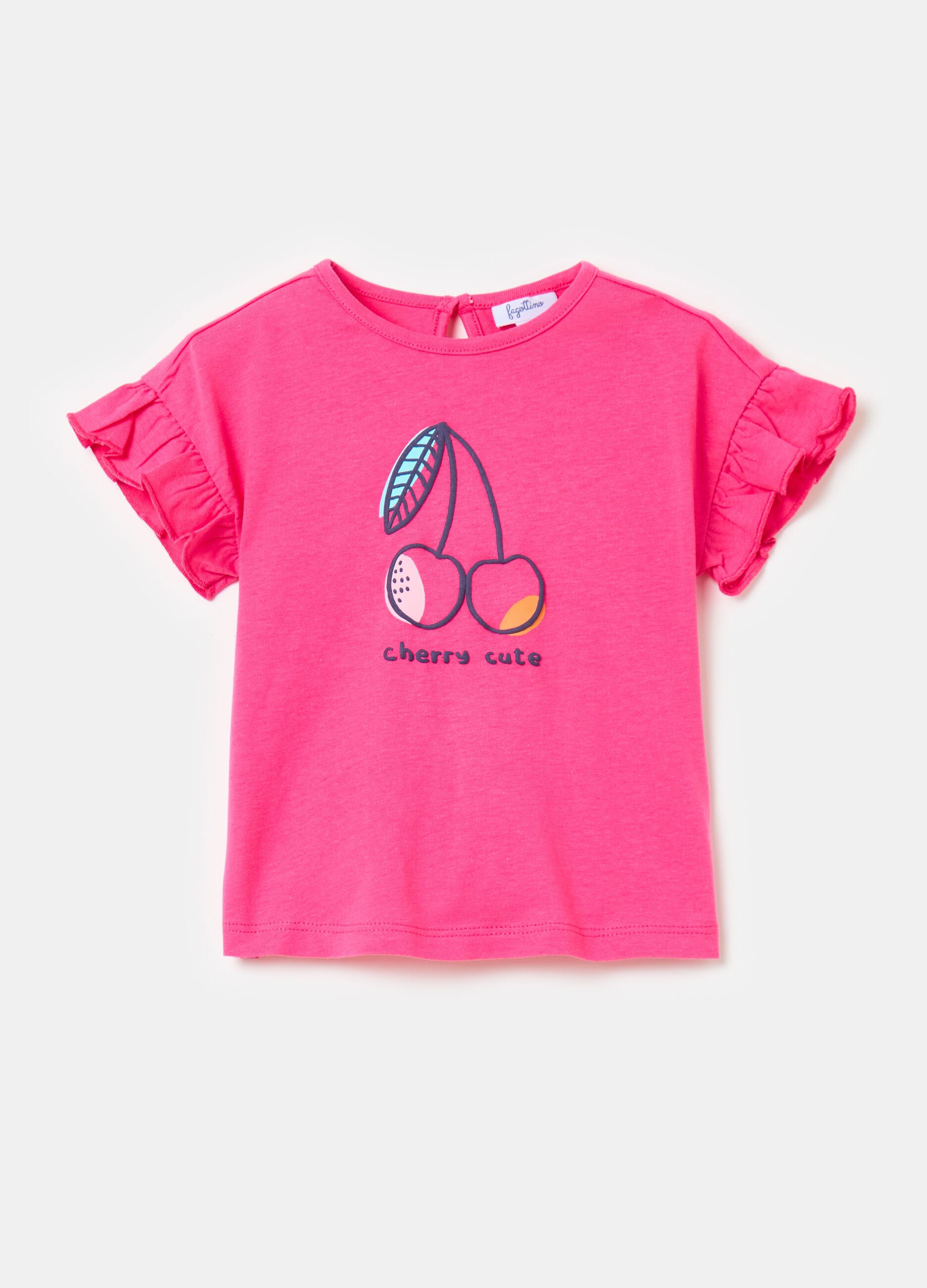 T-shirt with flounce and fruit print