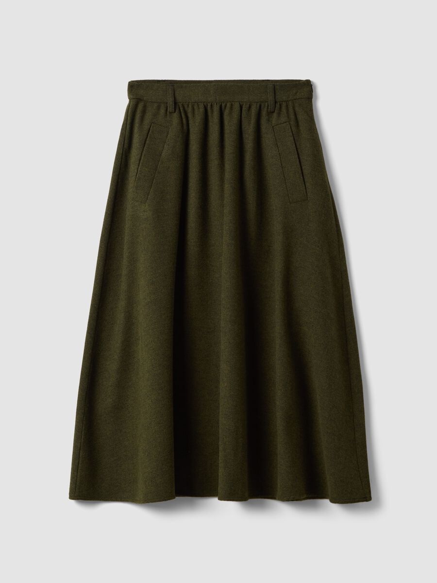 Green wool-blend midi skirt_0
