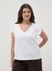 T-shirt bianca in cotone elasticizzato con maniche volant regular fit_0