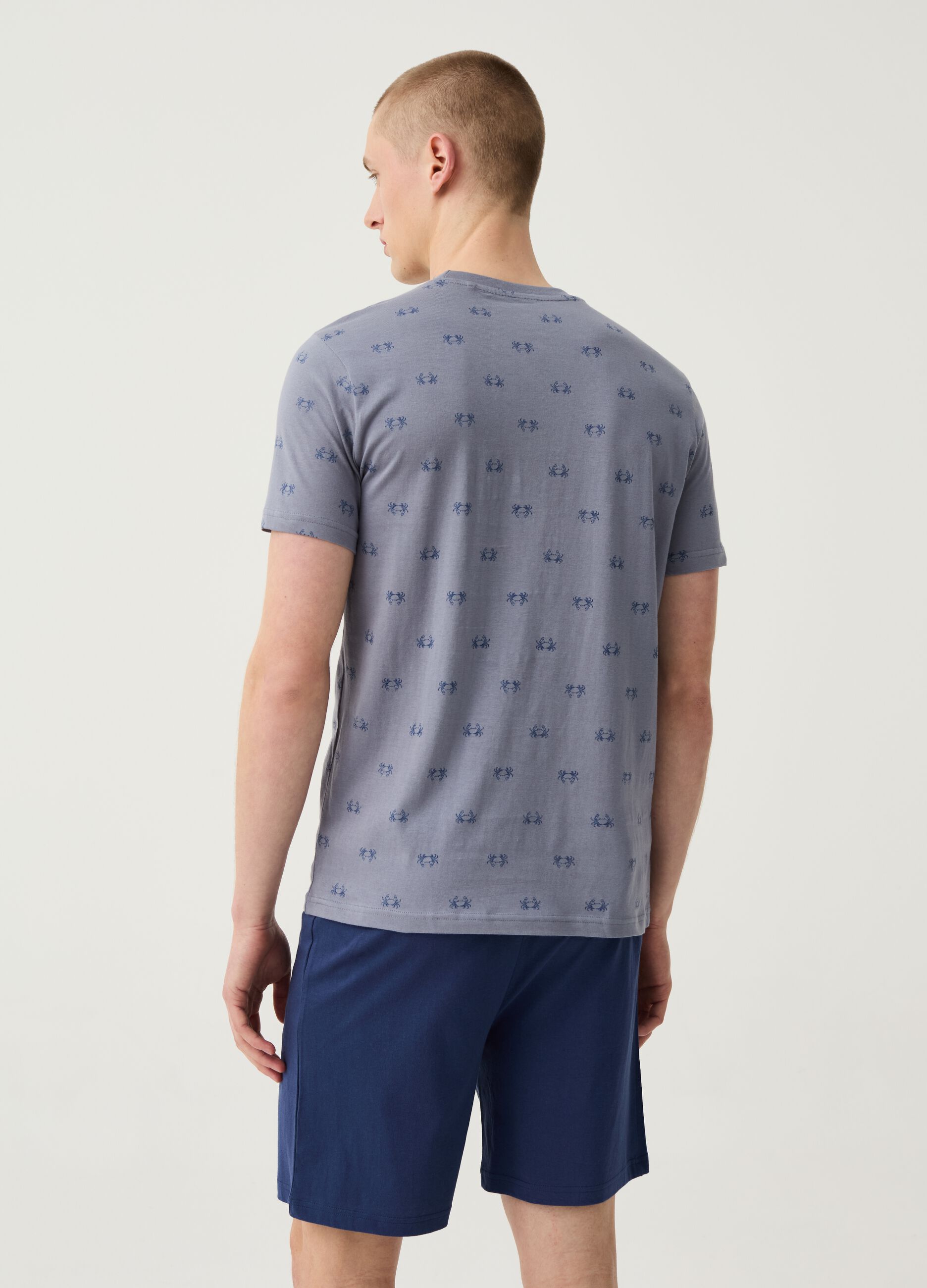 Short pyjamas with crab print