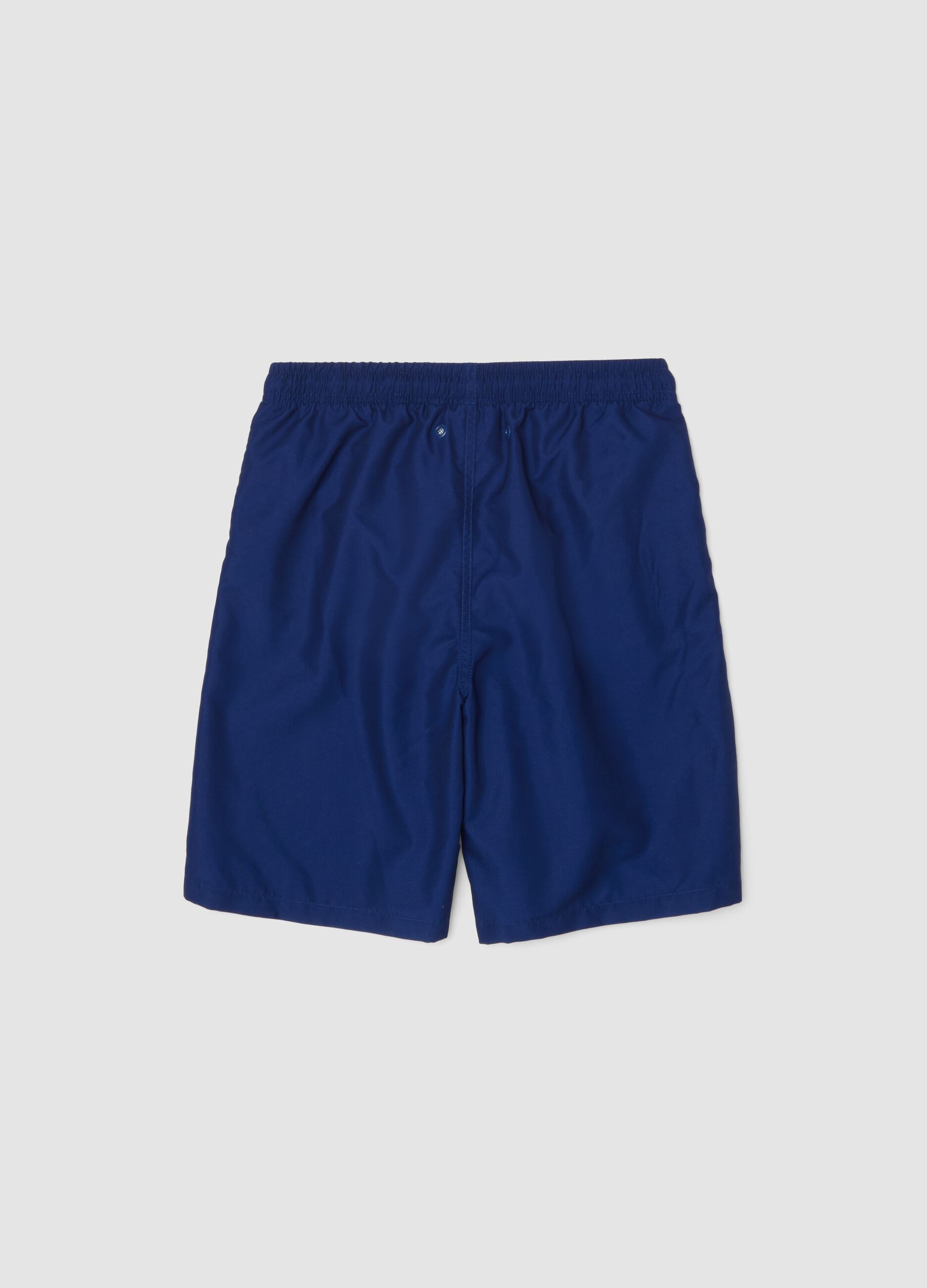 Blue regular fit swim trunks with Super Mario print