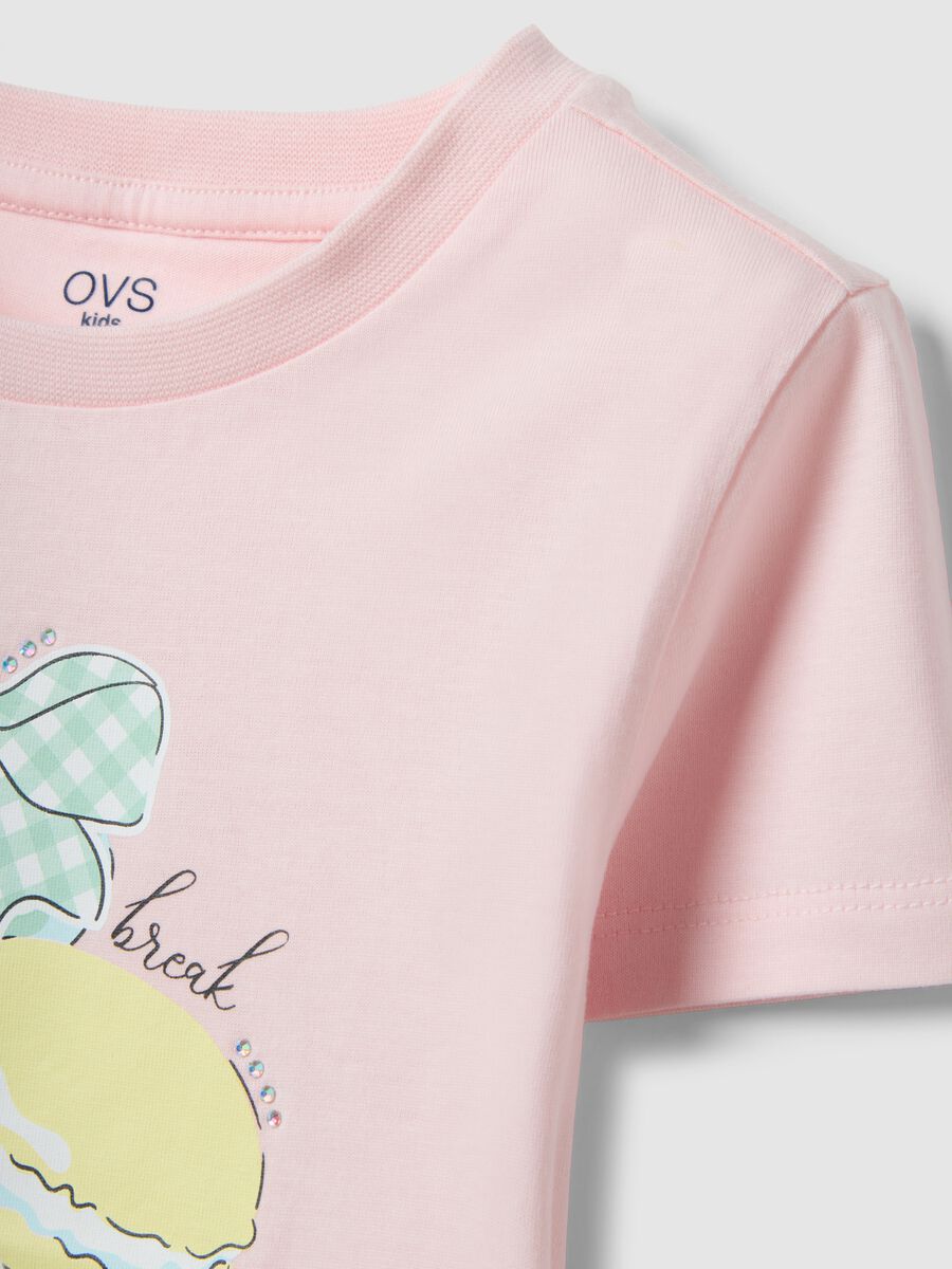 Pink pure cotton regular fit printed t-shirt for girls_2