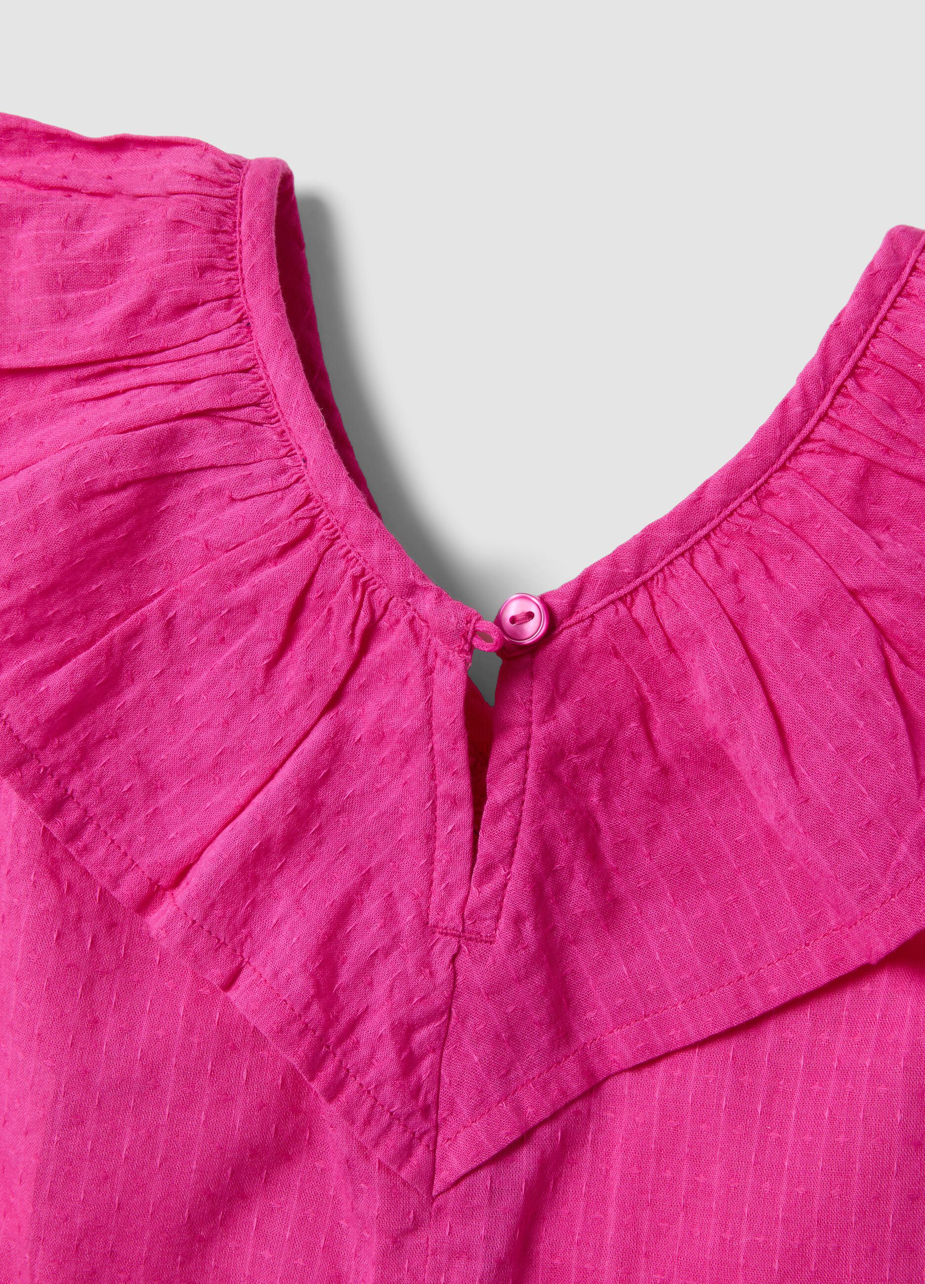 Pink pure cotton top with ruffles