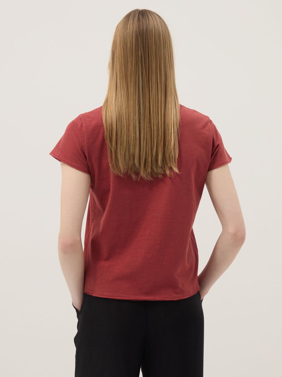 Rotes Kurzarm-T-Shirt aus reiner Baumwolle, Regular Fit_3