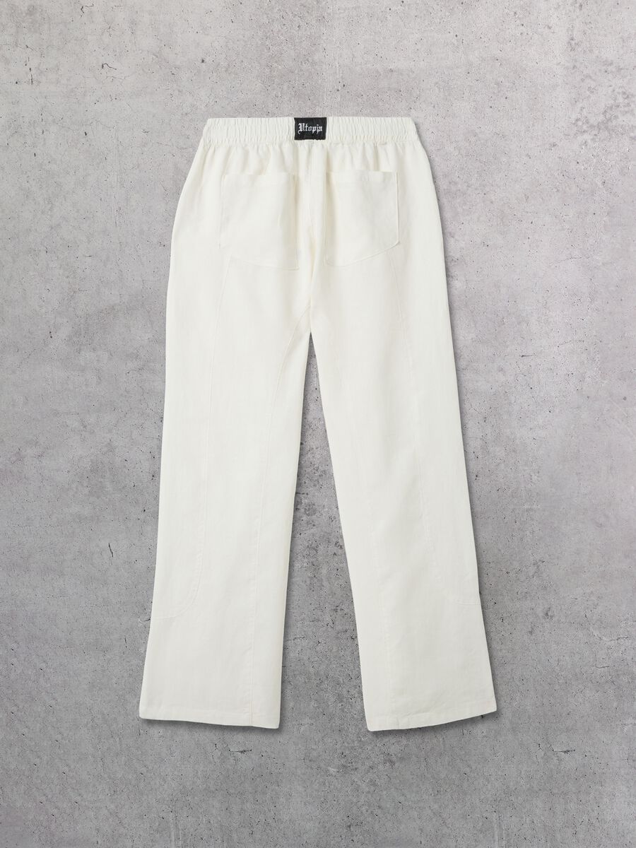 100% Linen Wide-Leg Trousers White_5