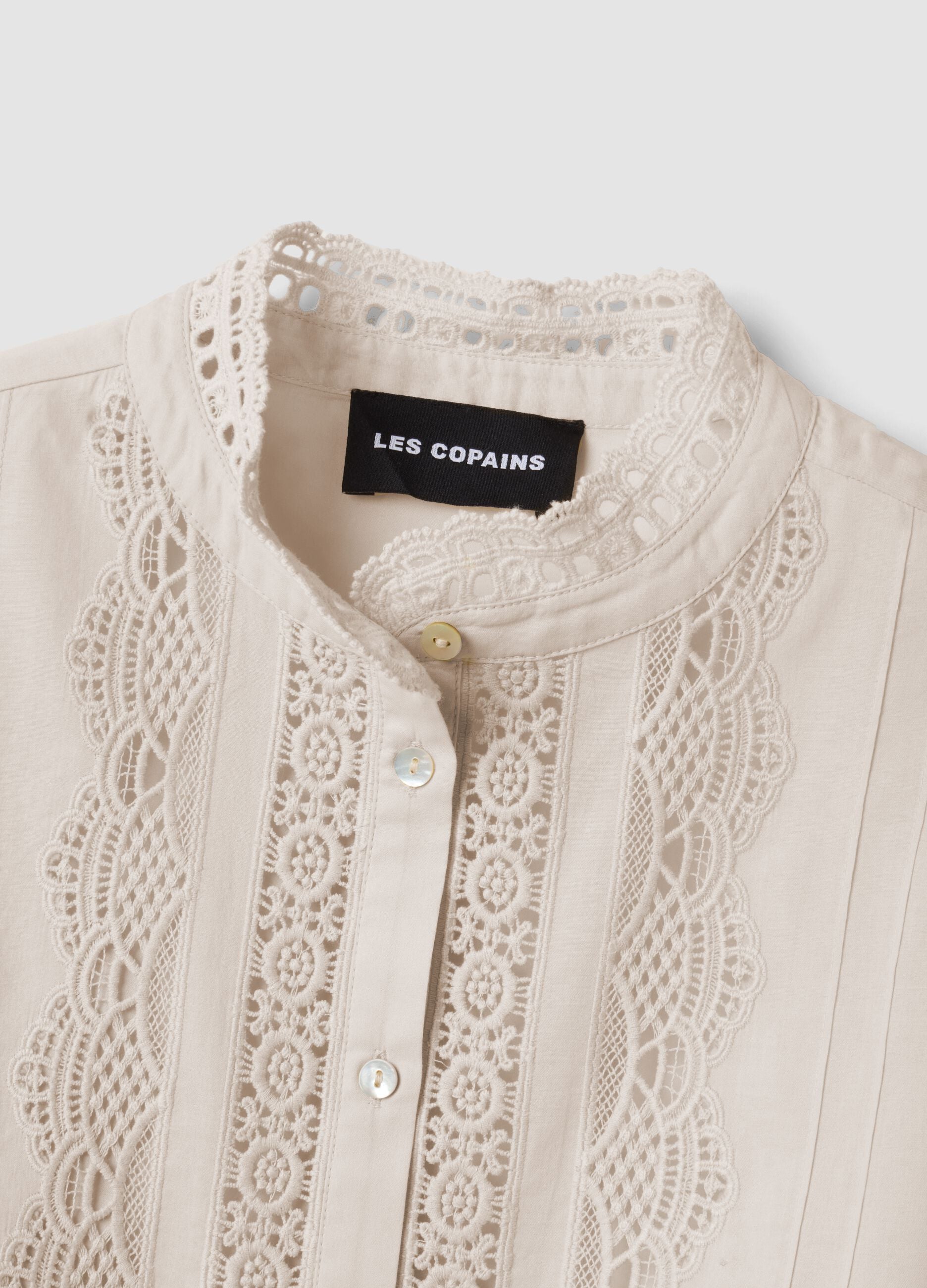 White pure cotton shirt with lace