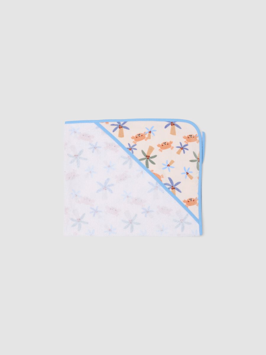 Blue hooded organic cotton bathrobe_1