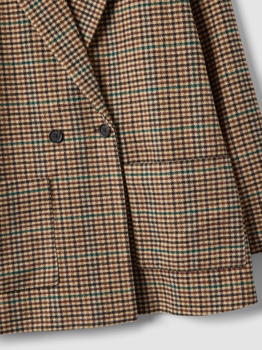 Blazer marrone in misto lana a quadri_1